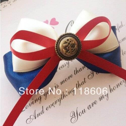 Free shipping American Flag Boutique Hair Bow 3 Layers of Red White & Blue