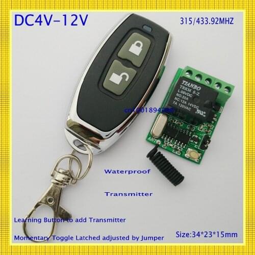 Wireless remote control switch 4V 4.5V 5V 6V 7.4V 8V 9V 12V Micro Relay Remote Switch Small Receiver Transmiter Learning Smart