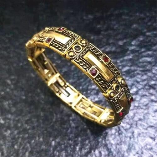 Bohemia Adjustable Vintage Bracelet For Women Ancient Gold Metal Rhinestone Bracelets Bangles Fashion Jewelry Wholesale