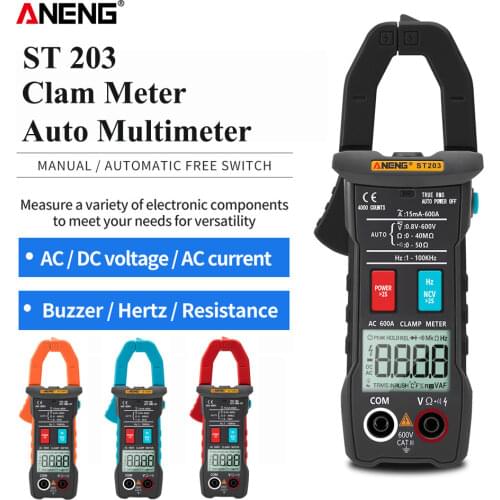 ANENG ST203 Digital Clamp Meter Multimeter 4000counts True RMS Mini Amp DC/AC Clamp Meters voltmeter 400v Automatic Range