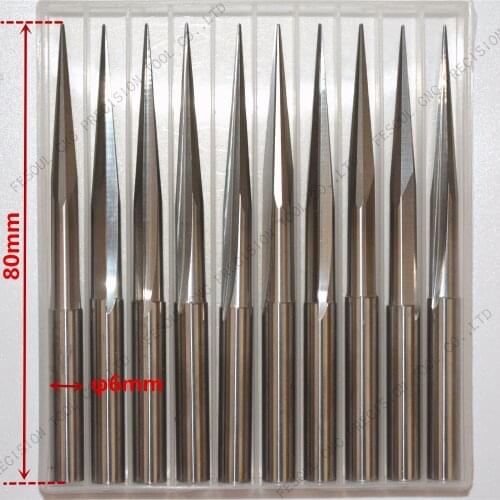 6mm*80L,10pcs,Free shipping Taper Ball nose cone End Mill,CNC milling Cutter,Solid carbide tool,woodworking router bit