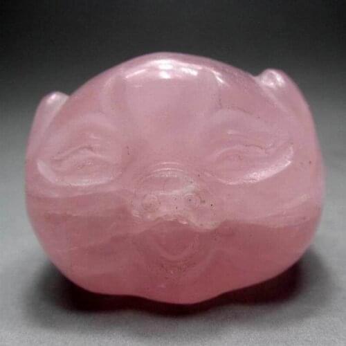 1.2"/71g Rose Quartz Pig Handmade Stone Carving - crystals and stones healing Mineral specimen Home Decor feng shui XX0327/17