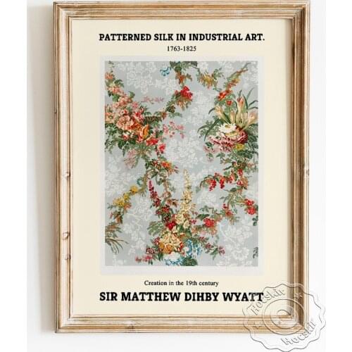 Sir Matthew Digby Wyatt Exhibition Museum Poster, Patterned Silk In Industrial Art Canvas Painting, Gorgeous Wall Decor Picture