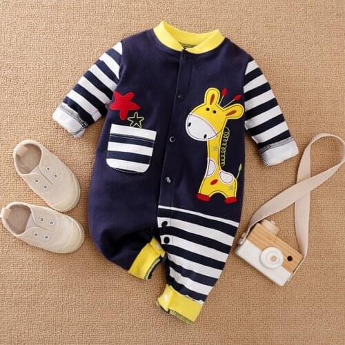 Newborn Baby Boy Clothes 100% Cotton Rompers Giraffe Infant Jumpsuits Babygrow Long Sleeve Cartoon Overalls Things Onesie Stuff