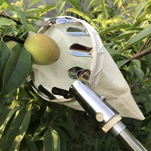 Metal Fruit Picker Convenient Fabric Orchard Gardening Apple Peach High Tree Picking Tool Fruit Catcher Collector Gardening Tool