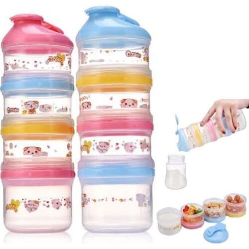 Cartoon Milk Powder Boxes 4 Layer Portable Baby Food Storage Box Essential Cereal Ca Toddle Kids Formula Milk Container