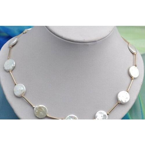 Jewelr 604 19"15mm coin white freshwater pearl necklace