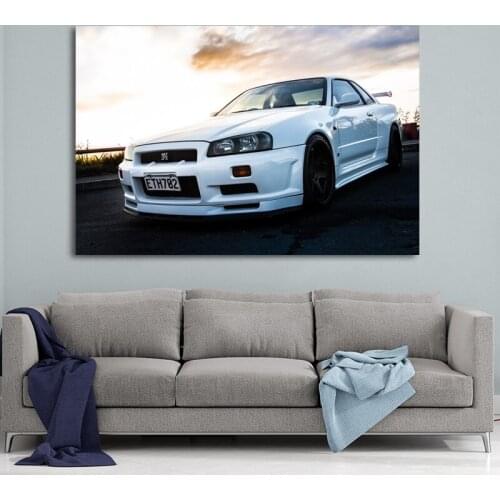 MT225 Nissan Skyline GTR White Car Racing F1 Poster Wall Art Picture Canvas Painting Poster Prints Bedroom Home Decor