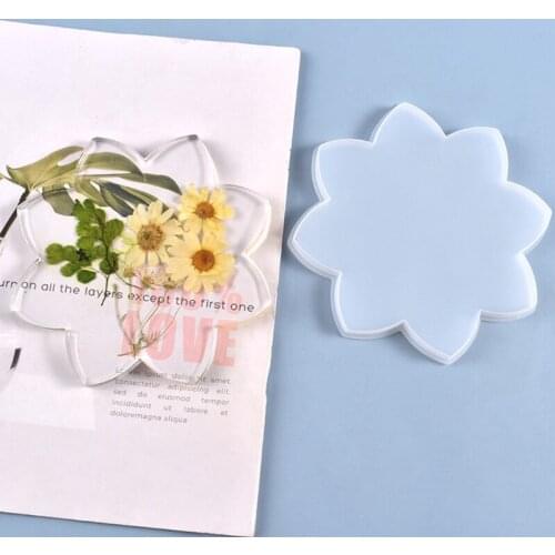 DIY Crafts Crystal Epoxy Resin Mold Lotus Coaster Tray Cup Mat Silicone Mould F3MF
