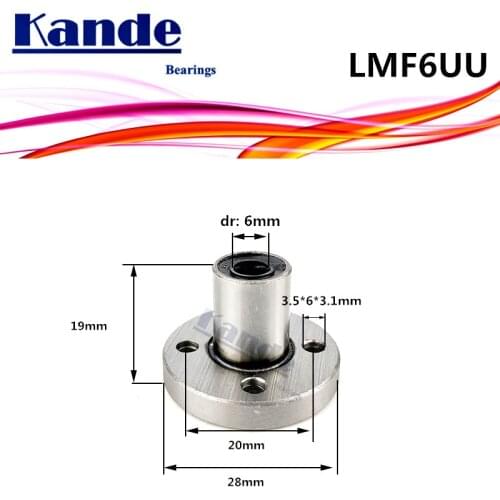 LMF6 UU 1pcs/lot LMF6UU Round Flange Linear Ball Bearing 6mm LMF6 For 3D printer SMF6UU Kande Bearings