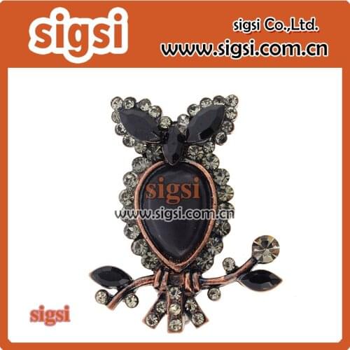 Retro owl crystal rhinestone brooch and pins for gift