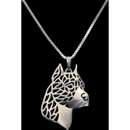 Romantic Gold Silver Color American Staffordshire Terrier Head Pendant Necklace Hunger Games Necklace Women Best Friend Choker