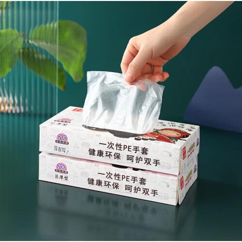 Removable Disposable Gloves Food Catering Plastic Film Household Transparent Thickening Durable Boxed