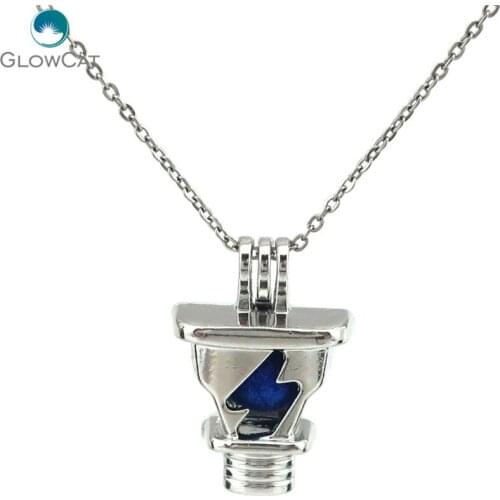 K632 Silver Lightning Beads Cage Pendant Pearl Zodiac Constellation Aroma Essential Oil Diffuser Locket Necklace