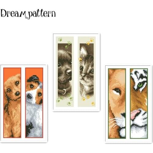 Tiger dogs patterns on both sides bookmarks cross stitch kit counted 18ct 14ct Plastic Fabric needlework embroidery Craft kit