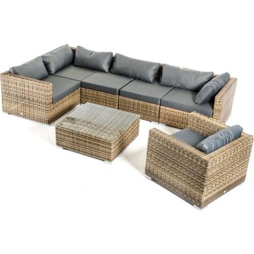 Modern Wicker Sofa Outdoor Round Rattan Corner 7 pc Sectional Set