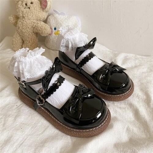 Kawaii Lolita Jk Uniform Loli Shoes Womens Summer Big Head Soft Sister Mary Jane Japanese Pu Leather Anime Sweet Cosplay Gothic