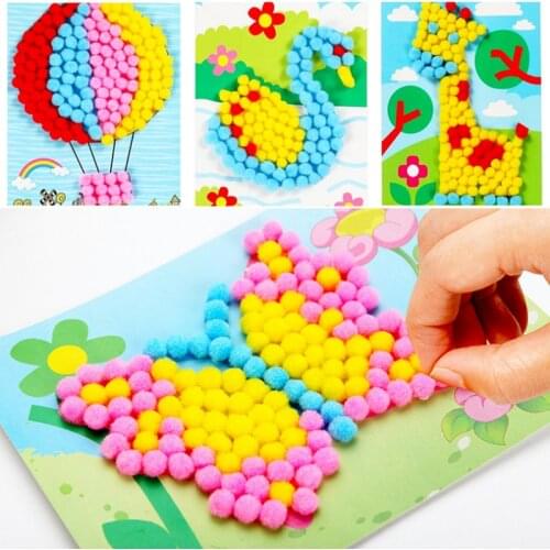 1 PC Fun Child Toy DIY Hairball Handicrafts Girl Gifts Sticky Paper Painting Kindergarten Material Kids Crafts Toys For children
