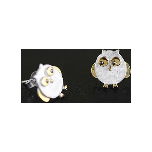 Real 925 Sterling Silver owl Earrings for Women Girls Gift Hot Fashion sterling-silver-jewelry Women Earrings