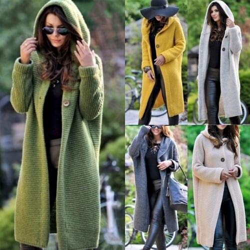 Ladies Sweater Fall Winter Female Coat Fashion Streetwear Knitted Sweater Coat Ladies Long Plus Size Casual Loose Cardigan Women