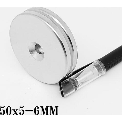 1/2/3/5PCS 50x5-6mm Round Rare Earth Neodymium Magnet 50*5 Hole 6mm Countersunk Big Disc Permanent Magnet Strong 50x5-6 50*5-6