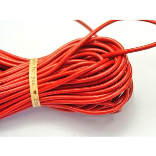 32.8 feet Red Round Real Leather Jewelry Cord 2mm