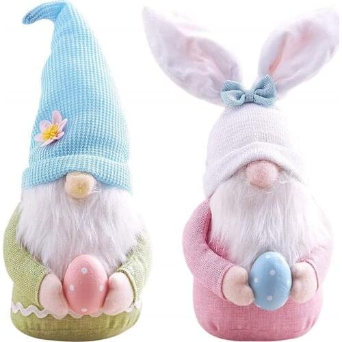 8 Pcs Easter Gnome Bunny with Easter Egg, Handmade Plush Faceless Ornaments Holding Egg Indoor Spring Desktop Decor Wholesale X2
