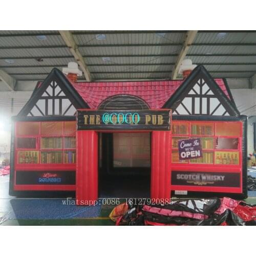 Free air ship to door,commercial portable Inflatable irish bar, new design red Inflatable house Pub For sale