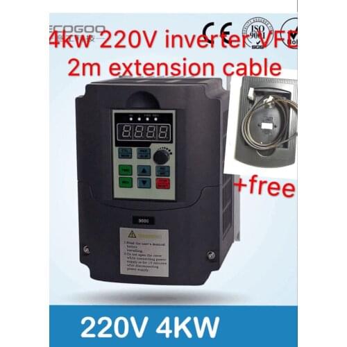 Free 2 meter extension cable 220v 4.0kw VFD Variable Frequency Drive VFD 1HP or 3HP Input 3HP Output frequency inverter