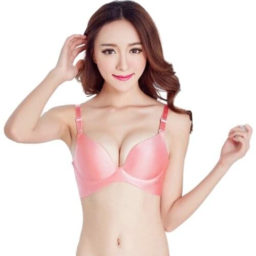 Seamless Wire Drawing Cup Surface Deep V One-Piece Push Up Bra Sexy Fitness Breathable Fabric Underwear Women Solid Colors