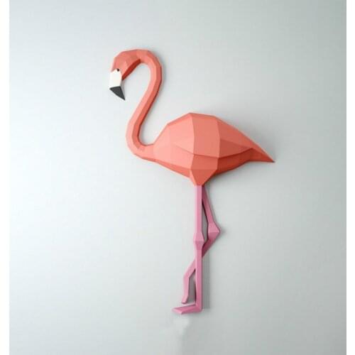 Papercraft Pink Flamingo 3D Paper Craft Model 100CM High Paper Sculpture Modern Style Wall Home Decor Living Room Decoration