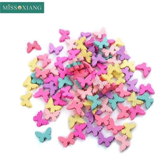 50pcs/lot 25MM Natural Wood Butterfly Spacer Loose Beads DIY/Handmade Earring Necklace Bracelet Jewelry Makeing Finding
