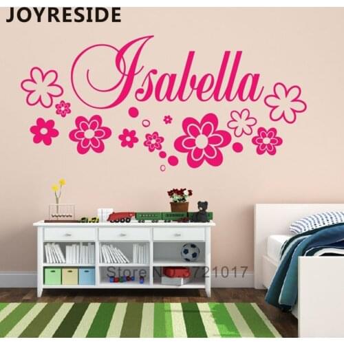 Flowers Custom Names Personalized Name Girls Bedrooms Decoration Wall Decals Home Wall Decor Vinyl Design Flower Pattern M428