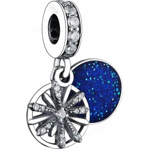 925 Sterling Silver Blue Cz European Charms Bead Fit Original Charms Bracelet DIY Pendant Charm Beads Girl Women Jewelry Making