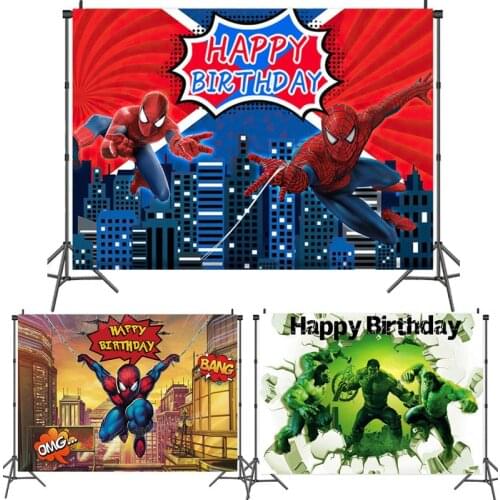 Marvel Backdrop Spiderman Iron Man Photo Background Back Drops for Photography America Captain Party Supplies Birthday Gift