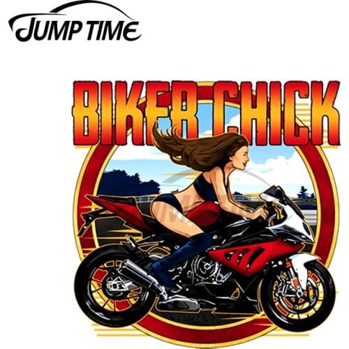 JumpTime 13 x 5.8cm Biker Chicks Motorcycle Racing Car Assessoires Stickers VAN Trunk Decal Personality Sunscreen Vinyl Car Wrap