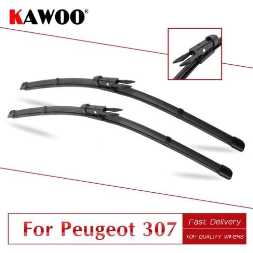 KAWOO 2pcs Car Wiper Blade 28"+26" For Peugeot 307, (2004-2009) Auto Soft Rubber Windcreen Wipers Blades Car Accessories Styling