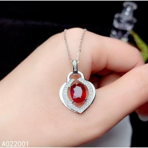 KJJEAXCMY fine jewelry natural ruby 925 sterling silver women gemstone pendant necklace chain support test elegant
