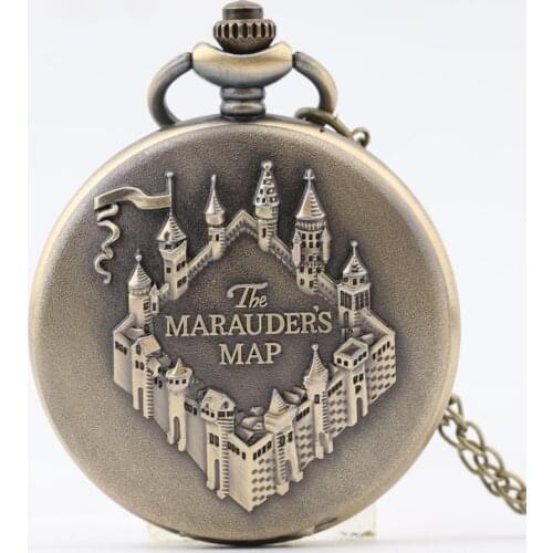 Movie HP Jewelry Marauders MAP Necklace Pendant for Women Man Gift School of Witchcraft and Wizardry Magician Castle Necklace