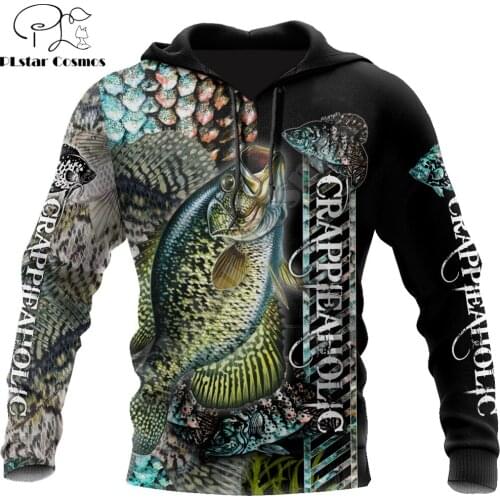 Fishaholic Crappie Fishing camo 3D Printed Mens autumn Hoodie Harajuku Unisex Casual Pullover Streetwear Jacket Tracksuits DK203