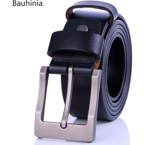 Bauhinia Mens 3.8cm Wide Youth Trend Pin Buckle Belt Casual Creative Leather Luxury Classic Trouser Belt