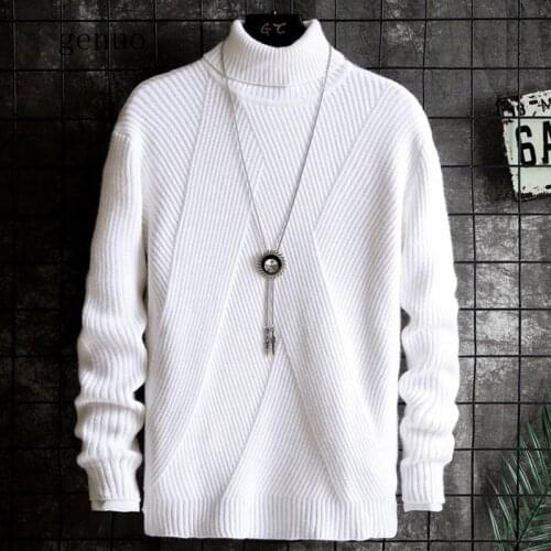 Oversize MenS Sweater 2020 Sweaters For Men Sweater Mens Twill Casual Autumn Winter Mens Fashion Turtleneck Uyuk Man