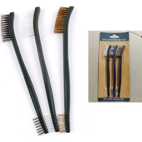 3 Pcs Car Wire Brush Set Steel Metal Nylon Cleaning Polishing Rust Brush Metal Cleaning Grinder Fitter Machine Brush Gadgets