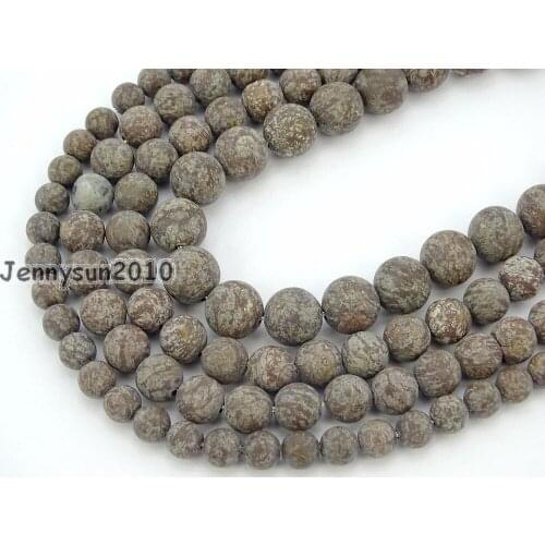 Natural Matte Chinese Snow Flake Gems Stone Round Beads 15'' 6mm 8mm 10mm 12mm for Jewelry Making Crafts 5 Strands/Pack