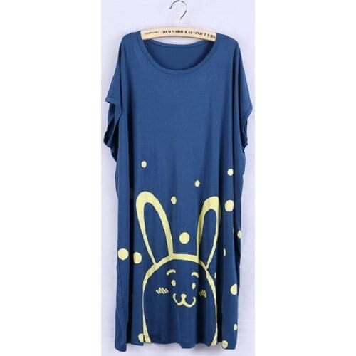 Night Dress Plus size Women Sleepwear 5XL simple Cartoon Nightshirts Summer Cool Female Nightgown