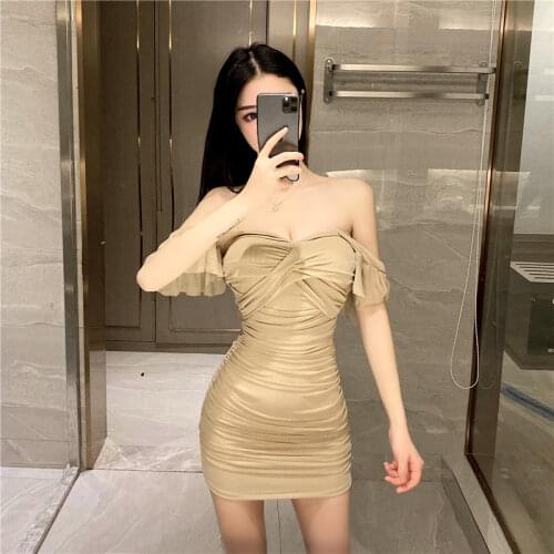 Real Shot 2021 New Fashion Sexy Womens Bag Hip Tight Waist Backless Mini Dress