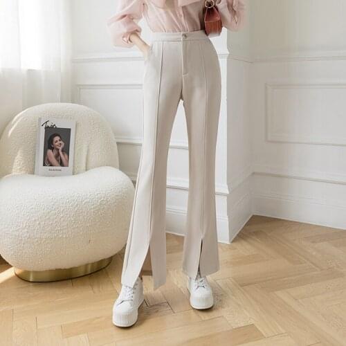 2021New Spring Summer High Waist Was Thin Fashionable Korean Version Womens Trousers Micro Flared Pants