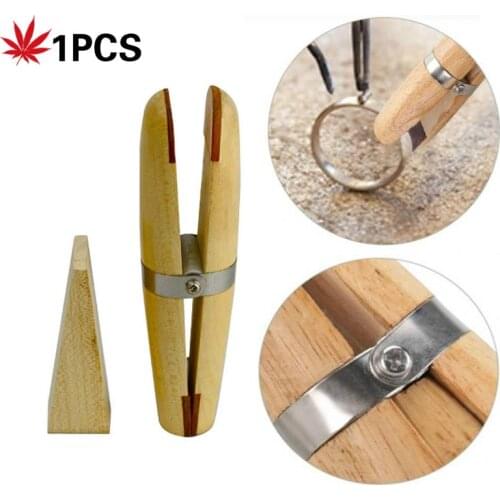 NEW Jewellers Double Ended Wooden Ring Clamp With Thick Leather Lined Jaws Wedge Wooden Ring Clamp Leather Padding Jewelry Tools