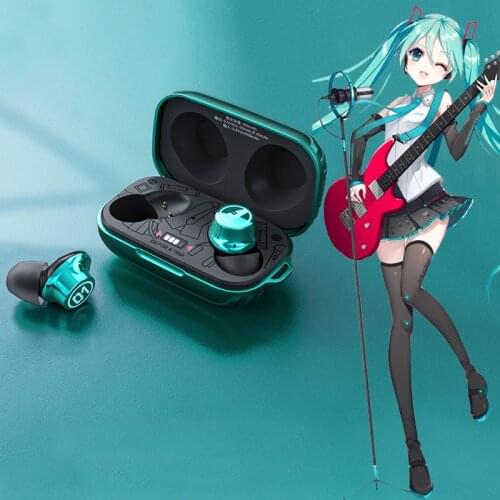 Anime Hatsun Miku Cosplay Headphone Props Bluetooth 5.0 Earphone Wireless Headset Stereo Sound Outdoor Sports Waterproof Earbuds