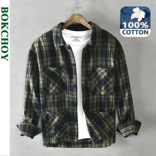 Autumn and Winter New Mens Cotton Plaid Shirt Thick Warm Long Sleeve Button Up Thin Coat GML04-Z113